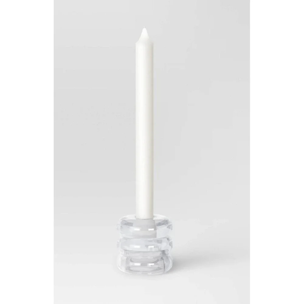 4pk Bubble Glass Taper / Tealight Candle Holder Clear - Room Essentials, NEW